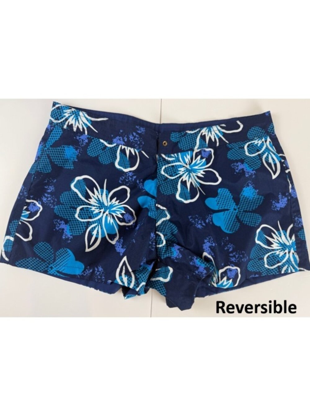 Isabella Surfing Reversible Board Shorts Floral Blue Women's Large Swim Shorts